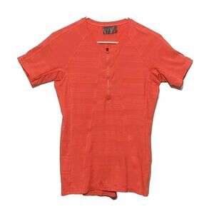 Athleta Pacifica UPF Tee 2 Womens Size S Orange Short Sleeve 1/4 Zip Rashguard